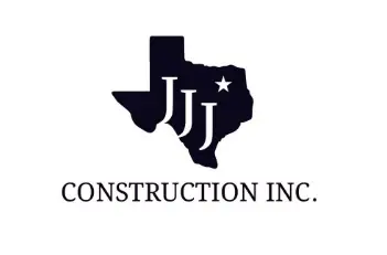 A black and white logo of jj construction inc.