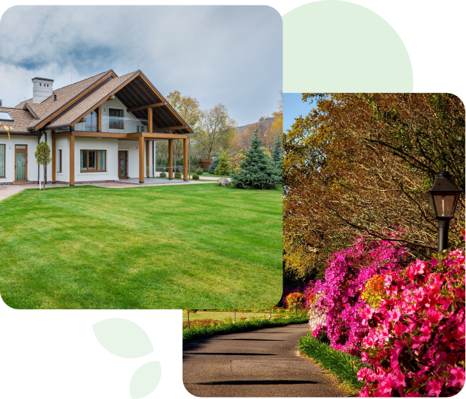 A house with grass and trees in the background